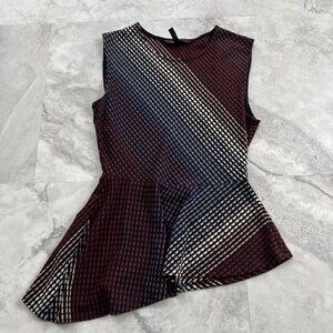 BCBGMaxazria Sleeveless‎ Peplum Pattern Top Blue and Red Size Xsmall XS
